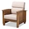 Baxton Studio Charlotte Taupe Upholstered Walnut Finished Wood 1-Seater Lounge Chair 162-9797 - alternate 1